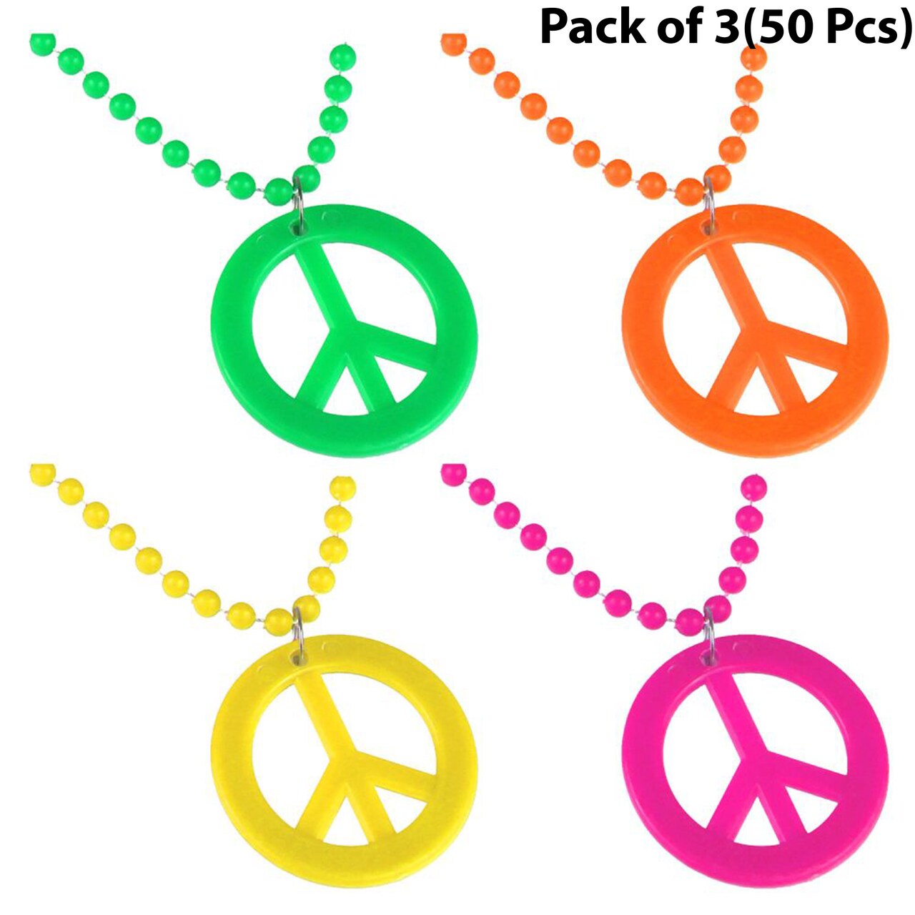 Retro Peace Sign Beads 32 inches long with 2 inch fashion accessories | RAHEEV®